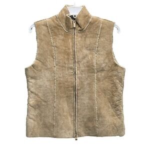 Express Suede Leather Vest Womens Medium Sherpa Boho Academia Western Whimsigoth